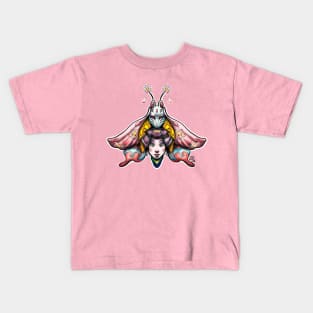 Geisha and kitsune mask moth Kids T-Shirt